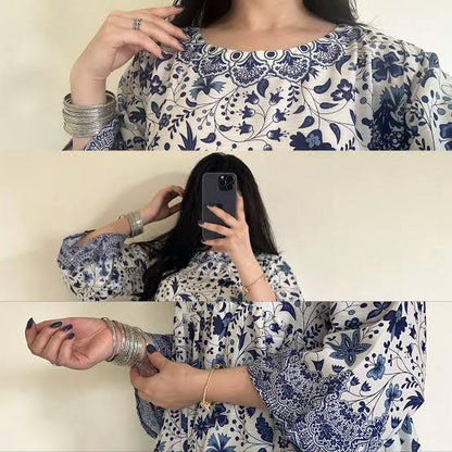 Stitched 3PC Doria Lawn Digital Printed Frock Set – Summer Collection