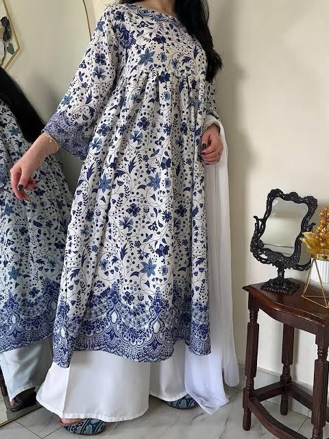 Stitched 3PC Doria Lawn Digital Printed Frock Set – Summer Collection