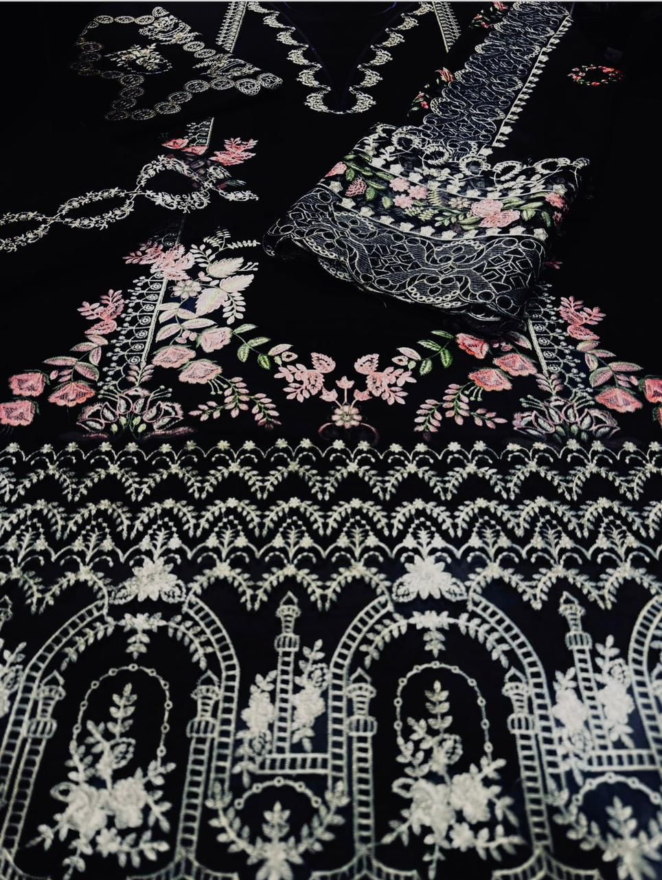 KAHF Luxury Summer Collection – 3PC Embroidered Suit