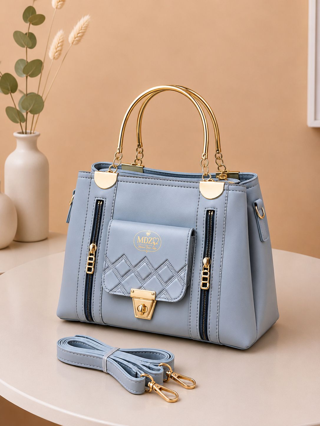 Ladies Stylish Steel Handle Handbag