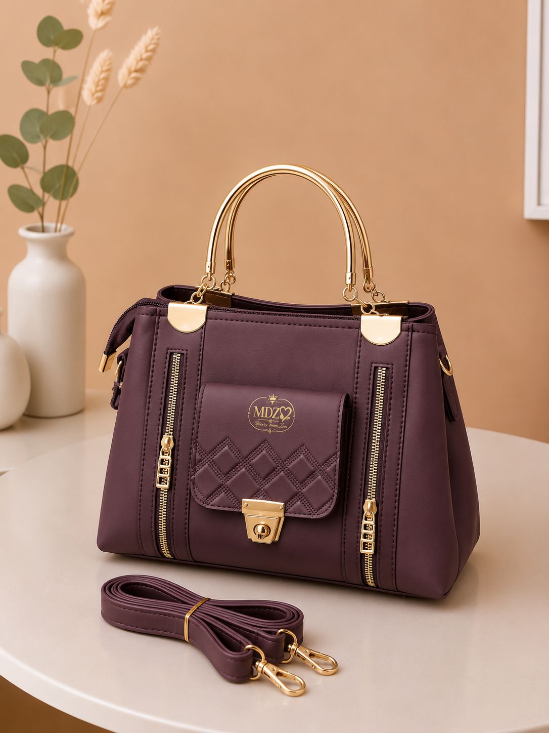 Ladies Stylish Steel Handle Handbag
