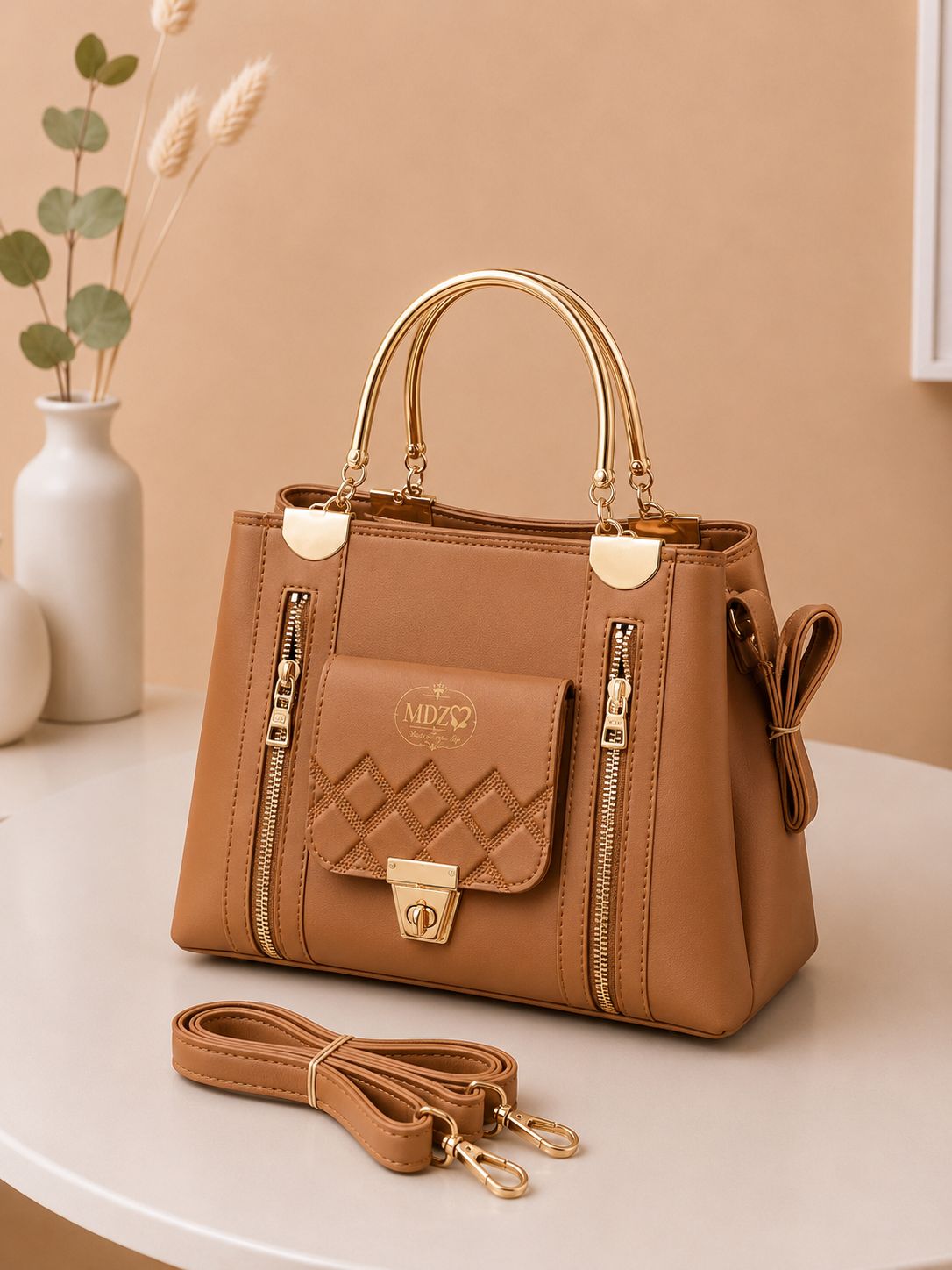 Ladies Stylish Steel Handle Handbag