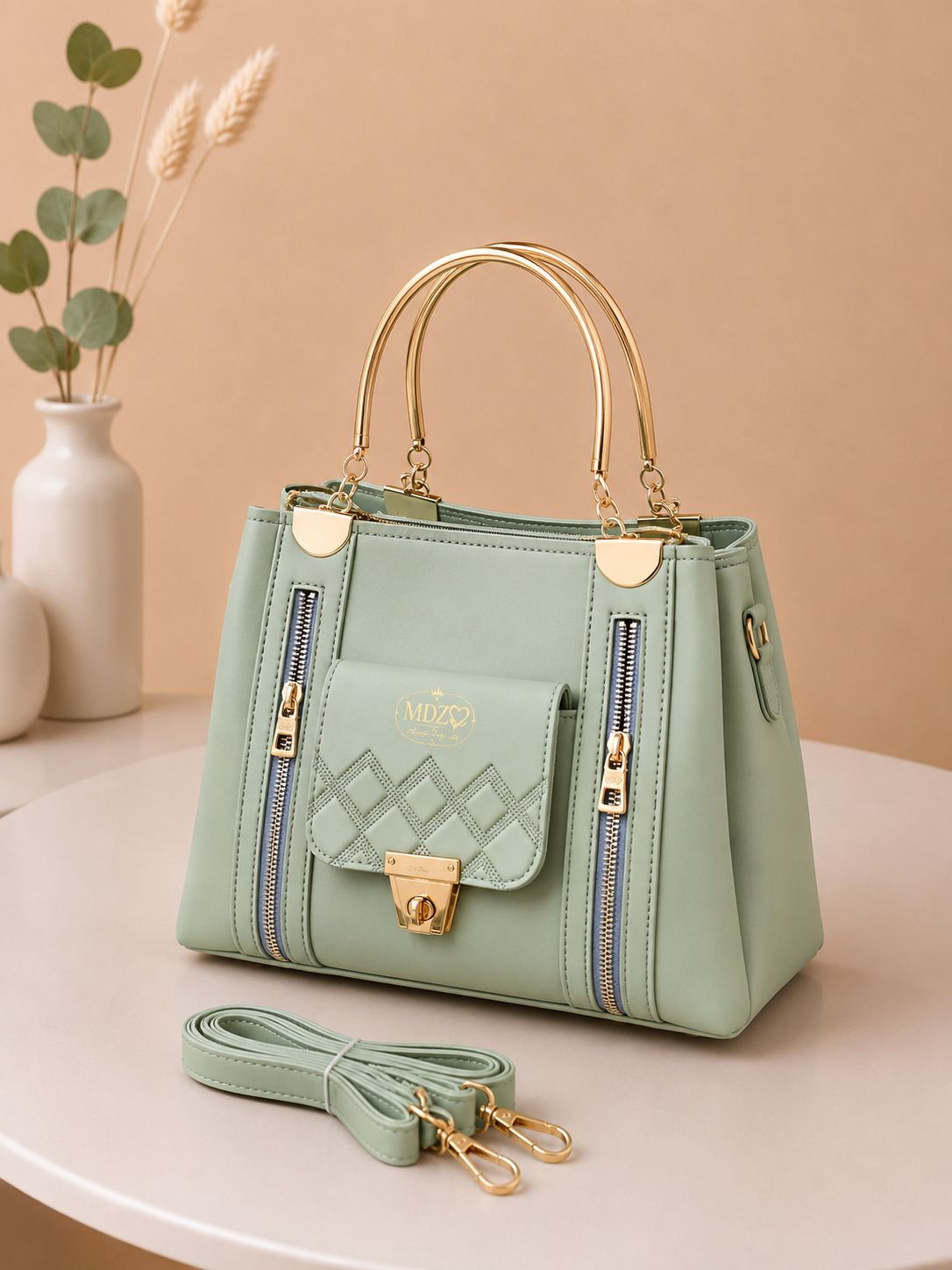 Ladies Stylish Steel Handle Handbag