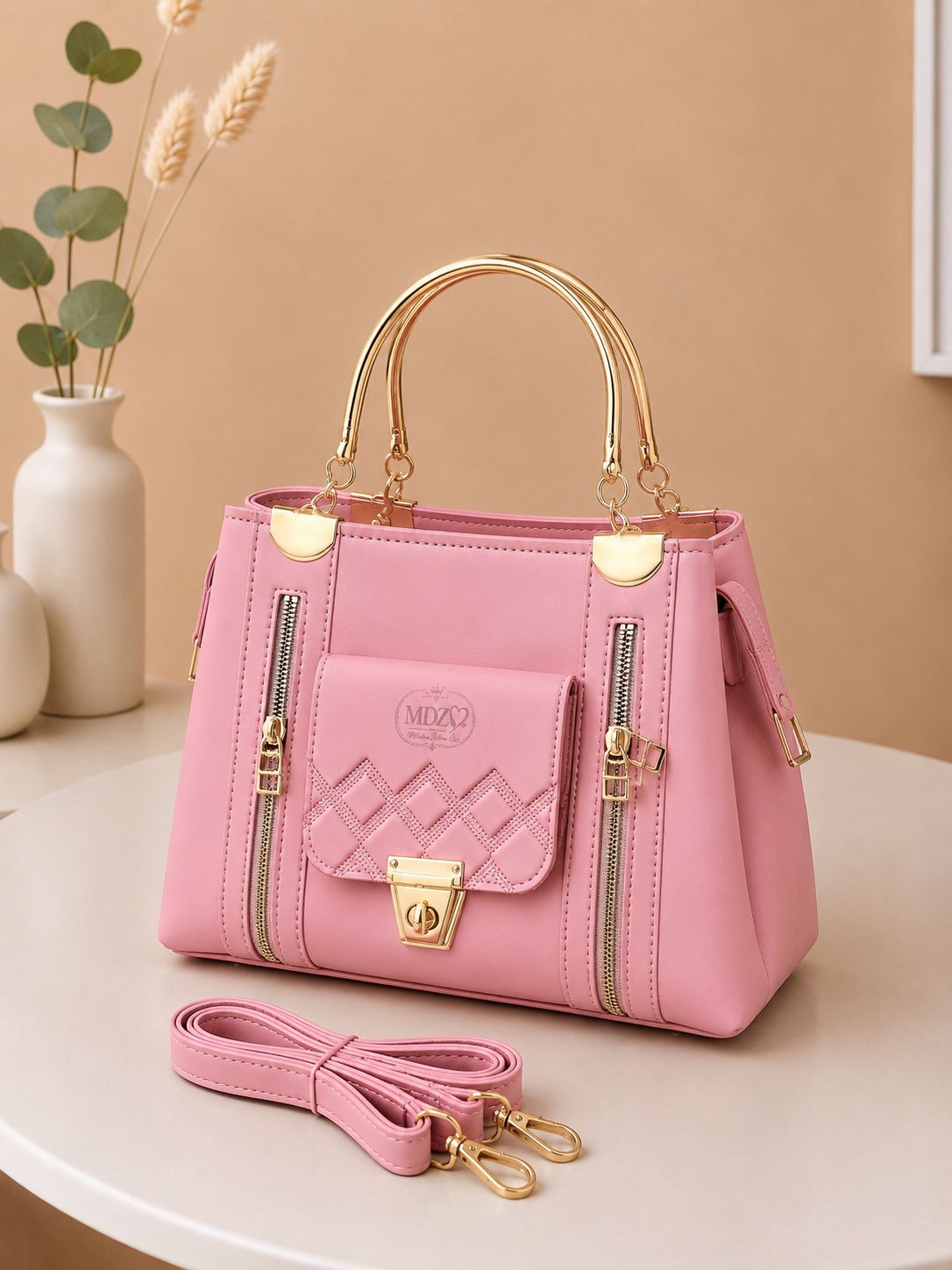 Ladies Stylish Steel Handle Handbag